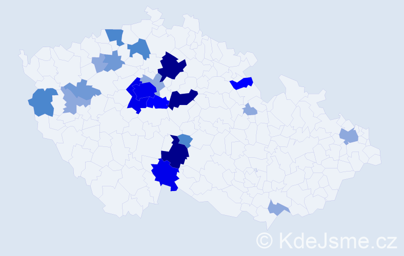 Příjmení: 'Bejda', počet výskytů 63 v celé ČR