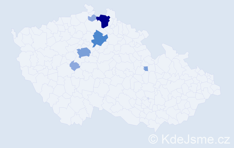 Příjmení: 'Hostonská', počet výskytů 16 v celé ČR