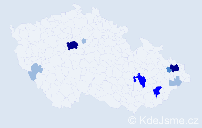 Příjmení: 'Vilčáková', počet výskytů 20 v celé ČR