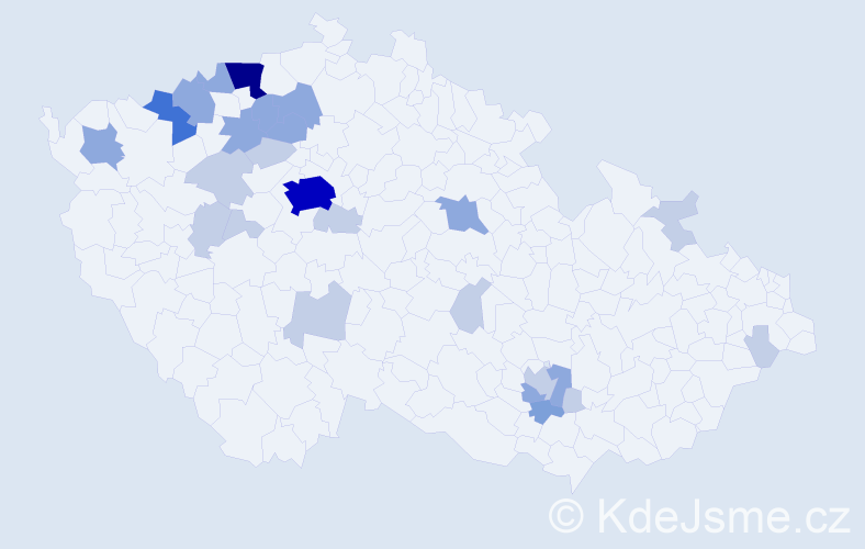 Příjmení: 'Zyka', počet výskytů 59 v celé ČR