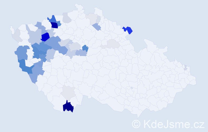 Příjmení: 'Balín', počet výskytů 147 v celé ČR