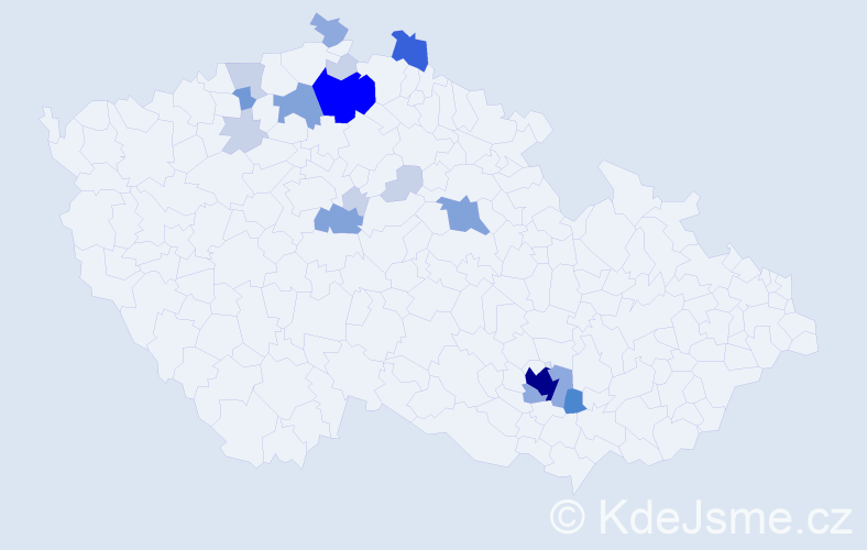 Příjmení: 'Proch', počet výskytů 56 v celé ČR