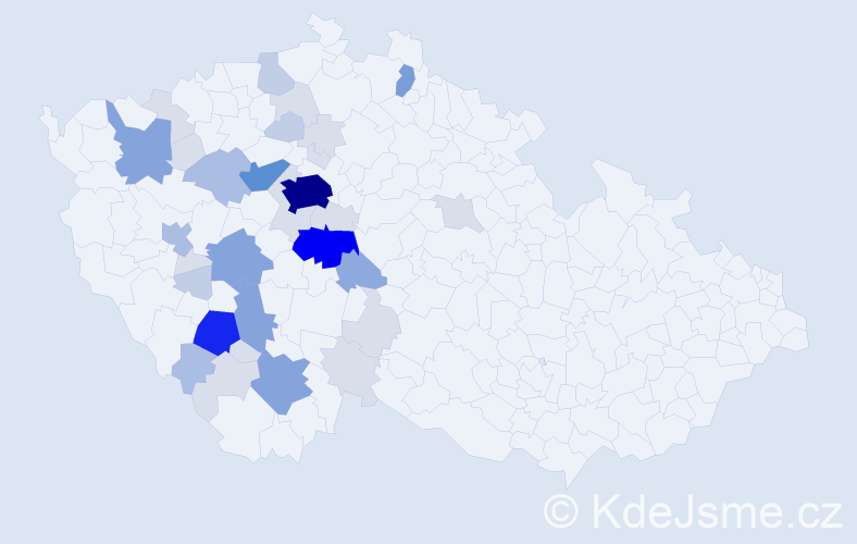 Příjmení: 'Český', počet výskytů 120 v celé ČR