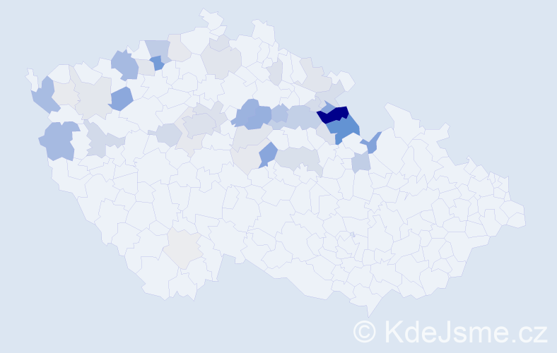 Příjmení: 'Bašek', počet výskytů 166 v celé ČR