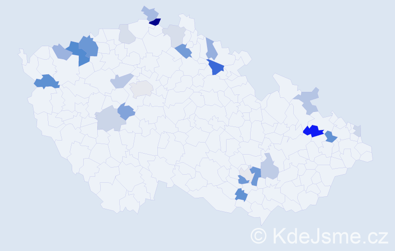 Příjmení: 'Durecová', počet výskytů 45 v celé ČR