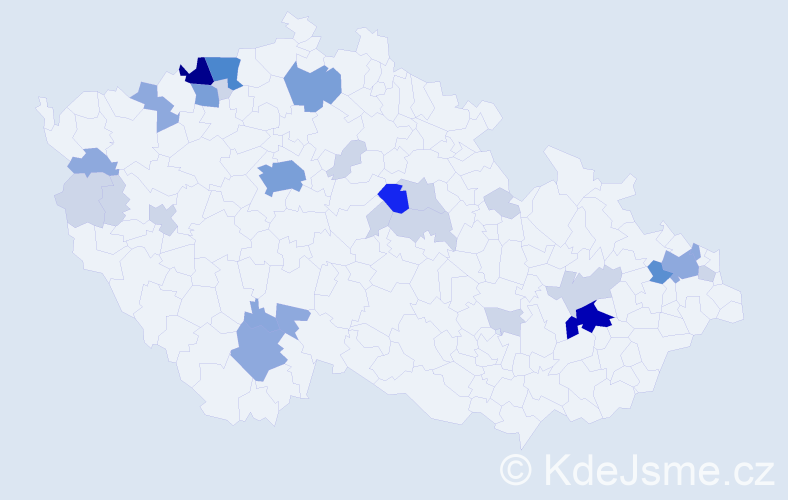 Příjmení: 'Kóša', počet výskytů 89 v celé ČR