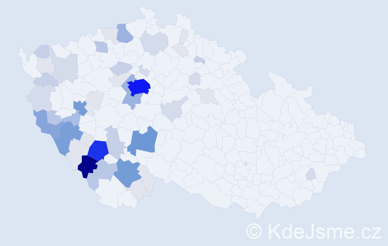 Příjmení: 'Chval', počet výskytů 206 v celé ČR