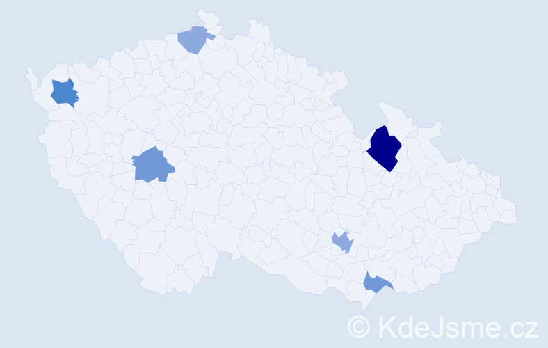 Příjmení: 'Kossová', počet výskytů 15 v celé ČR