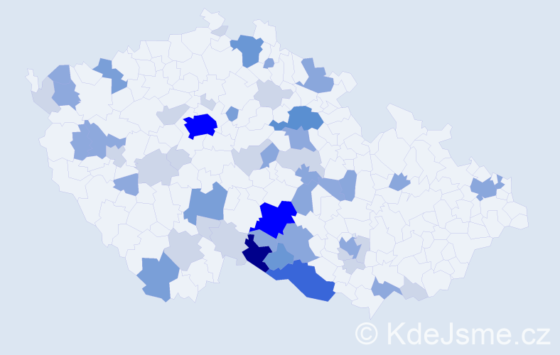 Příjmení: 'Valenová', počet výskytů 143 v celé ČR