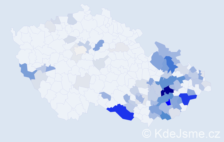 Příjmení: 'Bartoníková', počet výskytů 282 v celé ČR