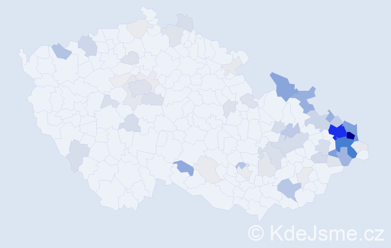 Příjmení: 'Kožušník', počet výskytů 355 v celé ČR