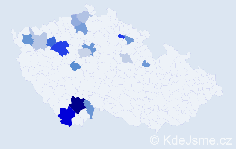 Příjmení: 'Lísal', počet výskytů 45 v celé ČR