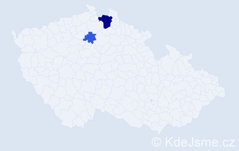 Příjmení: 'Dudish', počet výskytů 5 v celé ČR