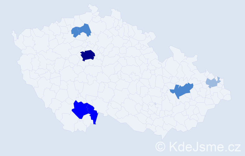 Příjmení: 'Carová', počet výskytů 18 v celé ČR