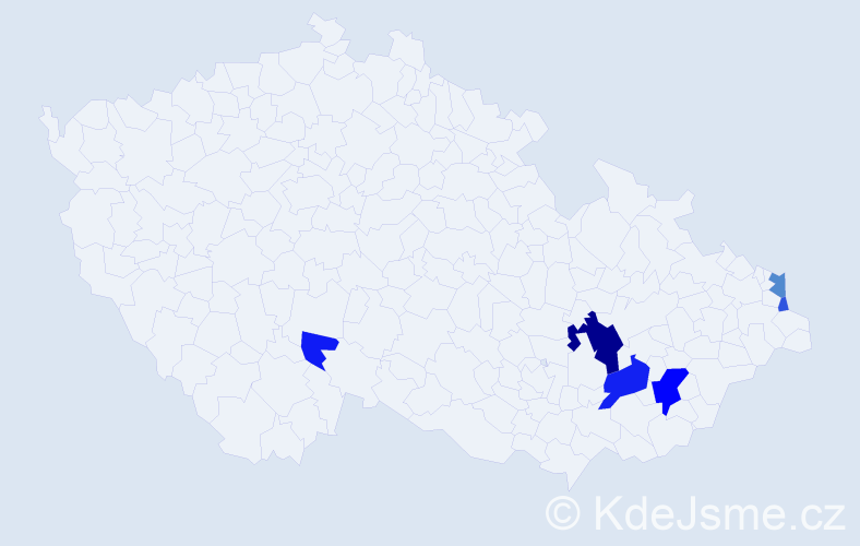 Příjmení: 'Reiskup', počet výskytů 16 v celé ČR