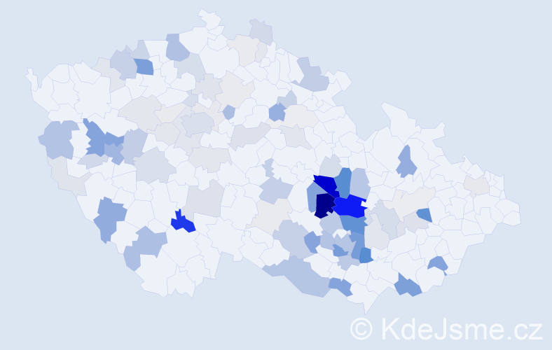 Příjmení: 'Kuda', počet výskytů 286 v celé ČR