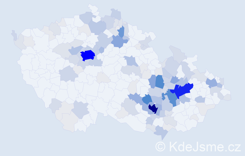 Příjmení: 'Crha', počet výskytů 560 v celé ČR