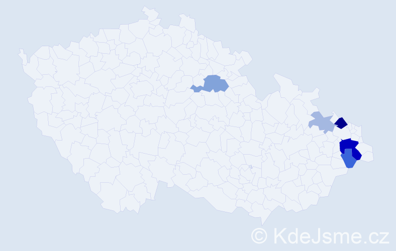 Příjmení: 'Brojáčová', počet výskytů 13 v celé ČR