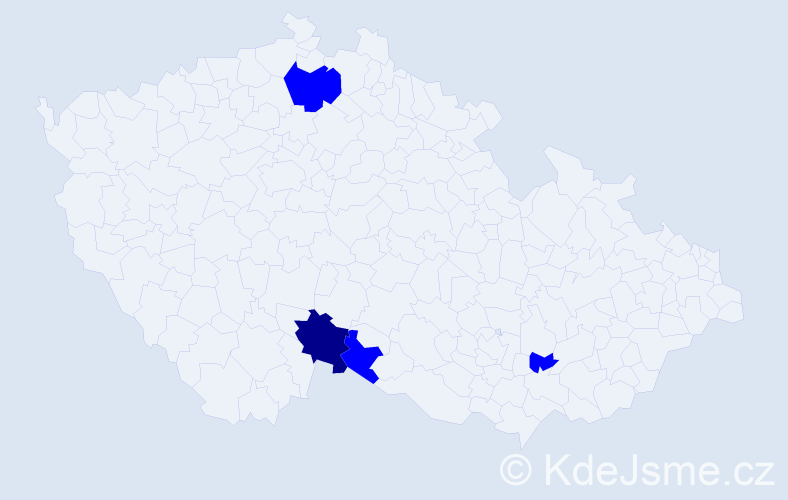 Příjmení: 'Tajml', počet výskytů 5 v celé ČR