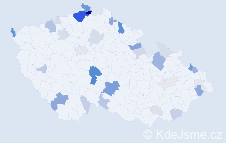 Příjmení: 'Čičáková', počet výskytů 104 v celé ČR