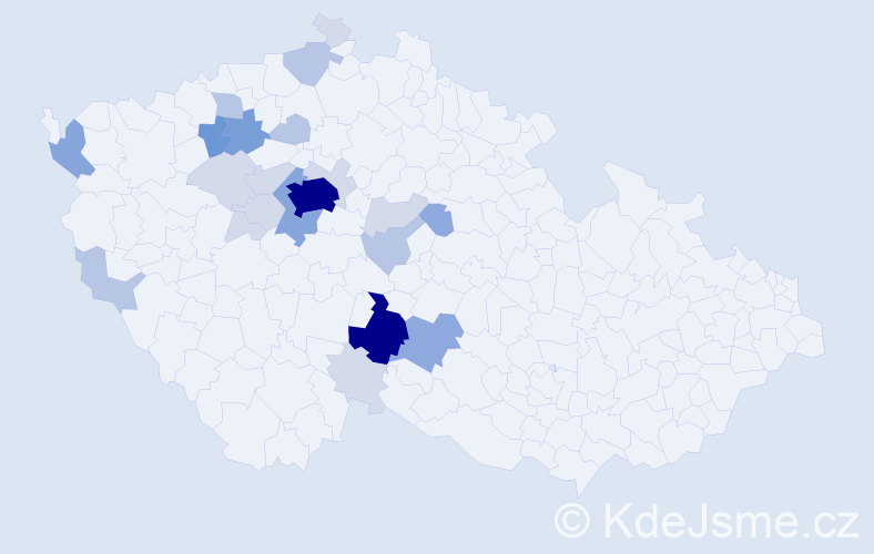 Příjmení: 'Kubisková', počet výskytů 77 v celé ČR