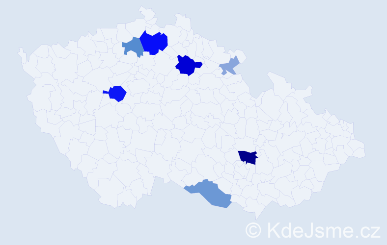 Příjmení: 'Mikó', počet výskytů 19 v celé ČR
