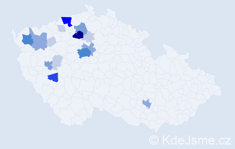 Příjmení: 'Paneš', počet výskytů 52 v celé ČR
