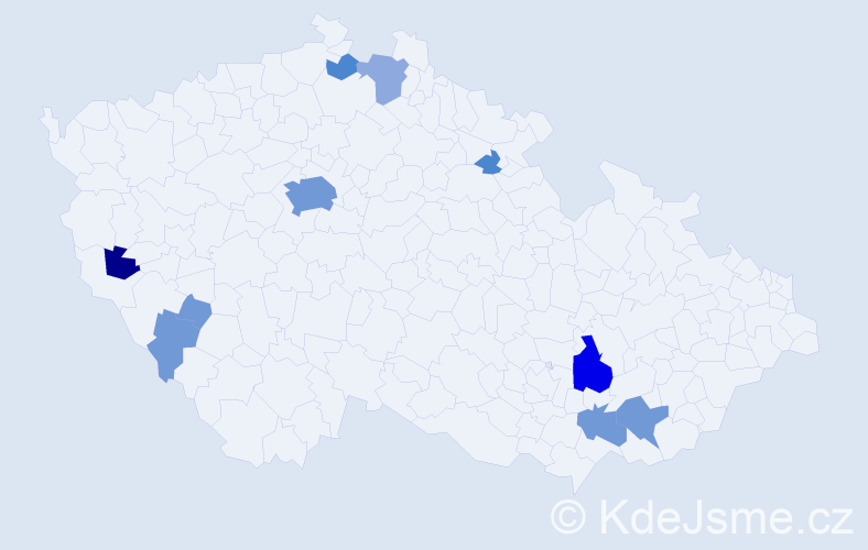 Příjmení: 'Giblo', počet výskytů 28 v celé ČR