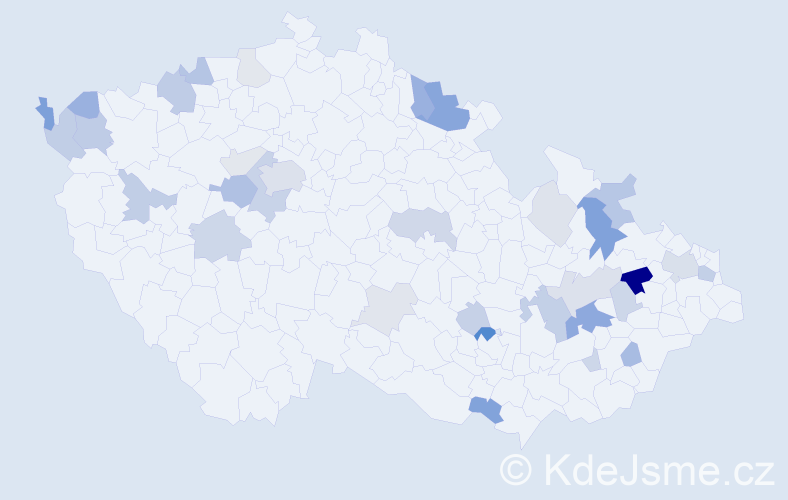 Příjmení: 'Bálint', počet výskytů 89 v celé ČR
