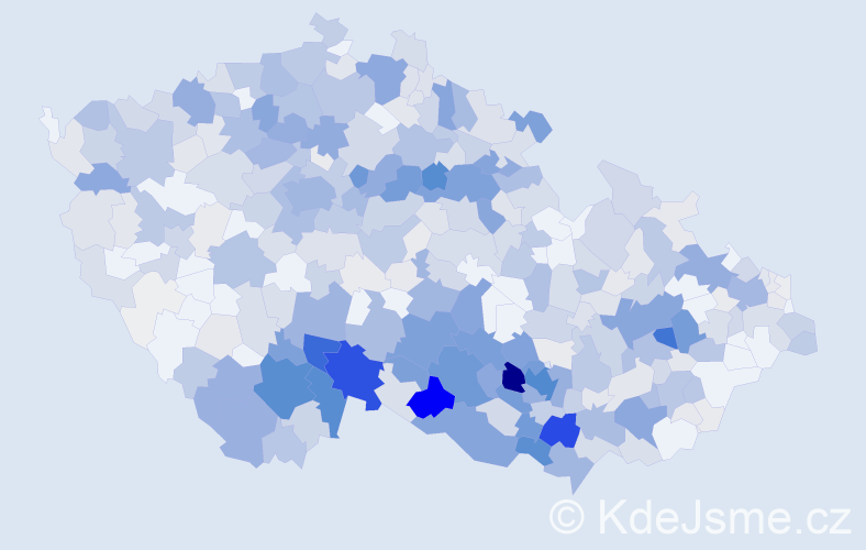 Příjmení: 'Prokeš', počet výskytů 2584 v celé ČR