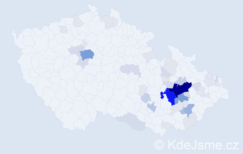 Příjmení: 'Mačák', počet výskytů 139 v celé ČR