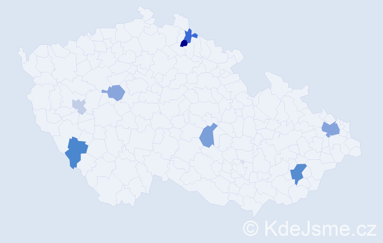 Příjmení: 'Chomič', počet výskytů 13 v celé ČR