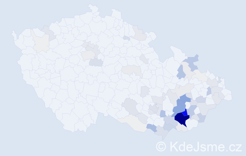 Příjmení: 'Čevela', počet výskytů 342 v celé ČR