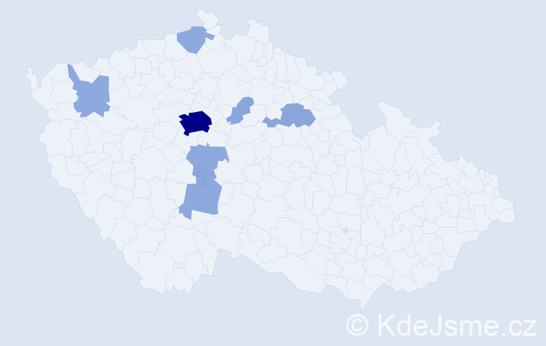 Příjmení: 'Trojášek', počet výskytů 19 v celé ČR