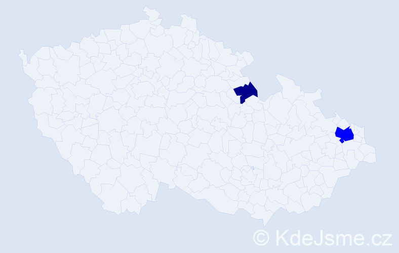 Příjmení: 'Vendégh', počet výskytů 3 v celé ČR