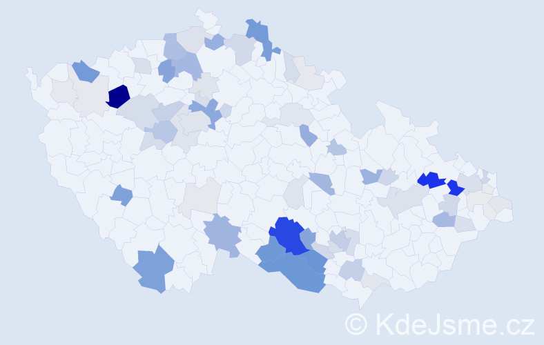 Příjmení: 'Jakub', počet výskytů 243 v celé ČR