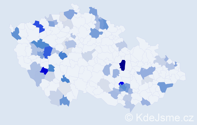 Příjmení: 'Kilian', počet výskytů 195 v celé ČR