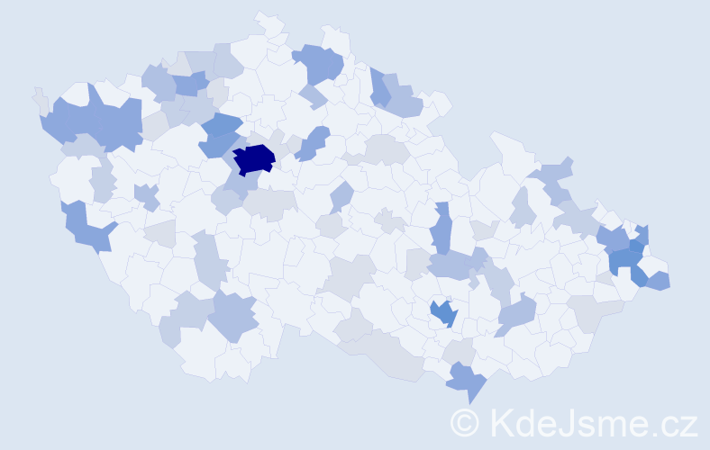 Příjmení: 'Bednár', počet výskytů 208 v celé ČR