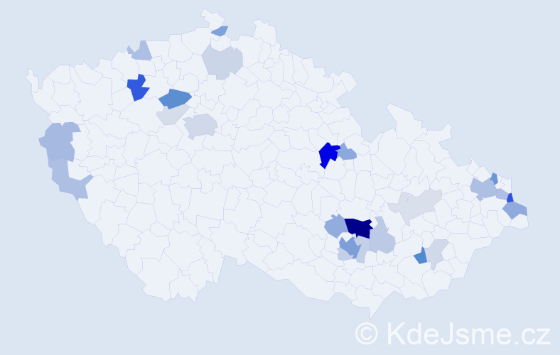 Příjmení: 'Lakota', počet výskytů 70 v celé ČR