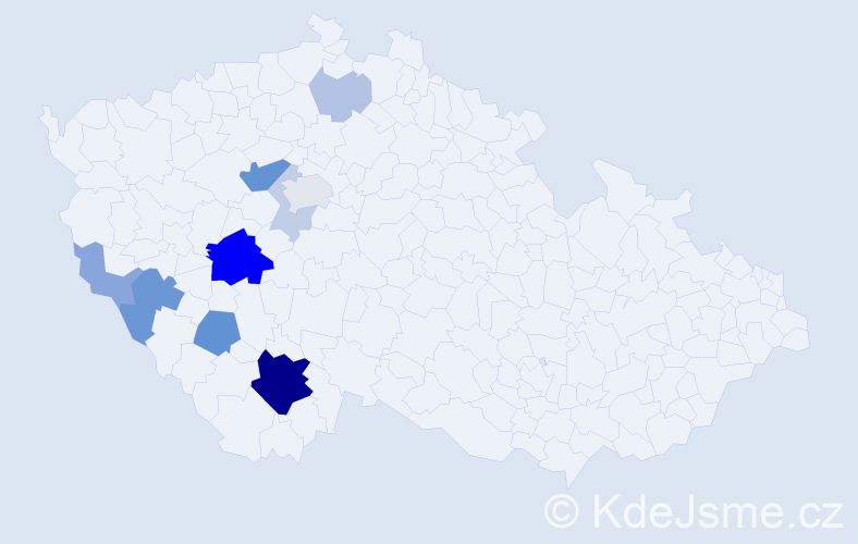 Příjmení: 'Kudlata', počet výskytů 31 v celé ČR