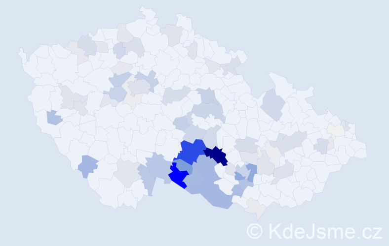 Příjmení: 'Bartušek', počet výskytů 346 v celé ČR