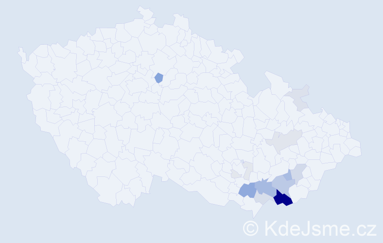 Příjmení: 'Galečková', počet výskytů 52 v celé ČR