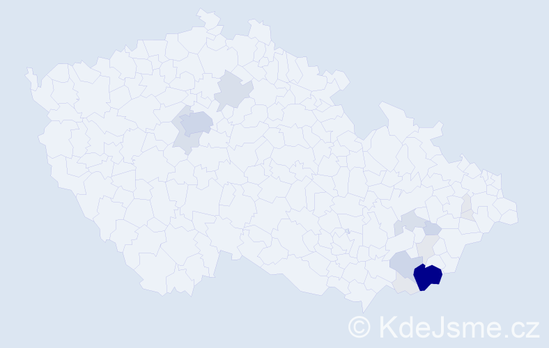 Příjmení: 'Končitíková', počet výskytů 61 v celé ČR