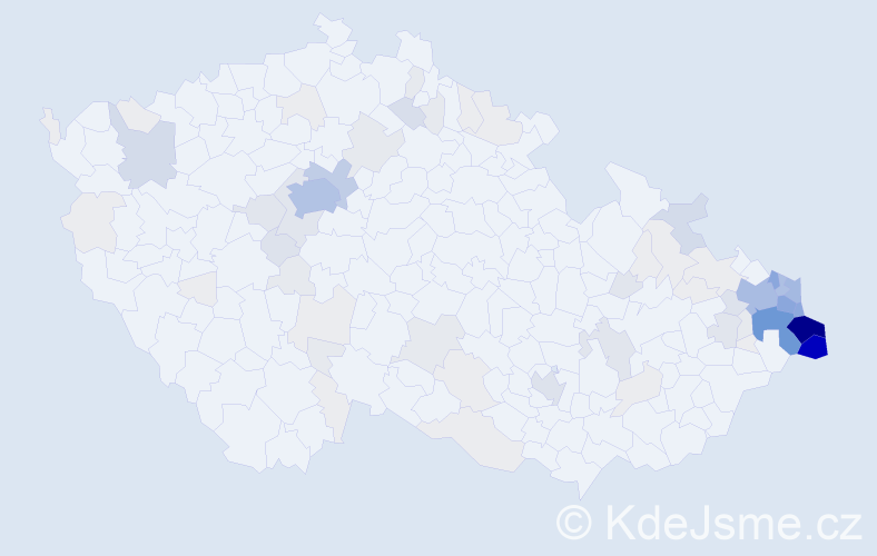 Příjmení: 'Klus', počet výskytů 442 v celé ČR