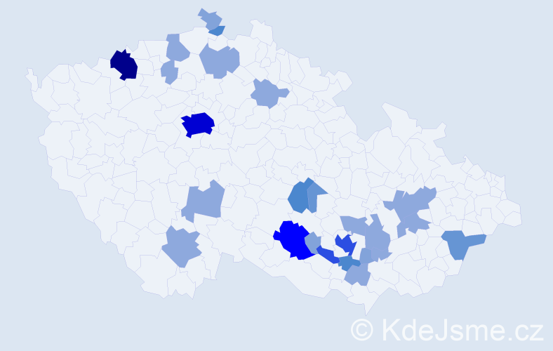 Příjmení: 'Zalabová', počet výskytů 67 v celé ČR