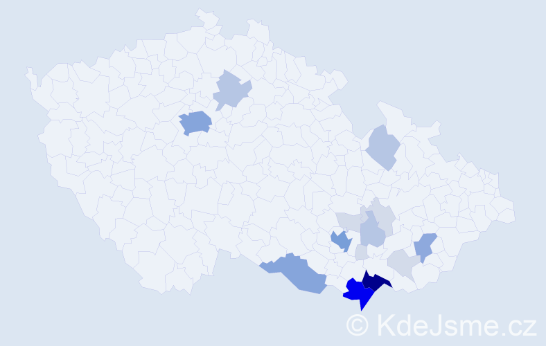 Příjmení: 'Redková', počet výskytů 57 v celé ČR