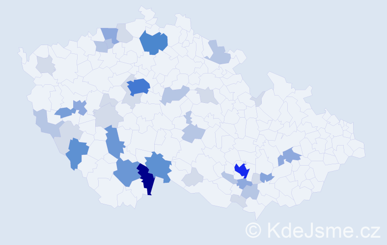 Příjmení: 'Veithová', počet výskytů 120 v celé ČR