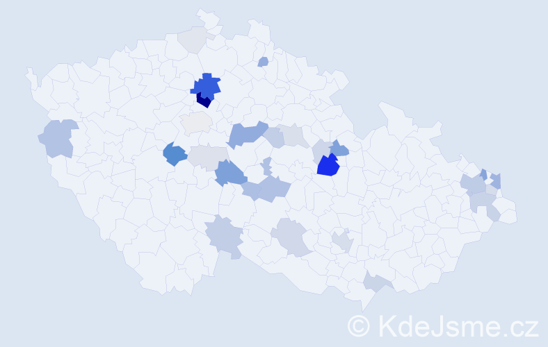 Příjmení: 'Motáková', počet výskytů 98 v celé ČR