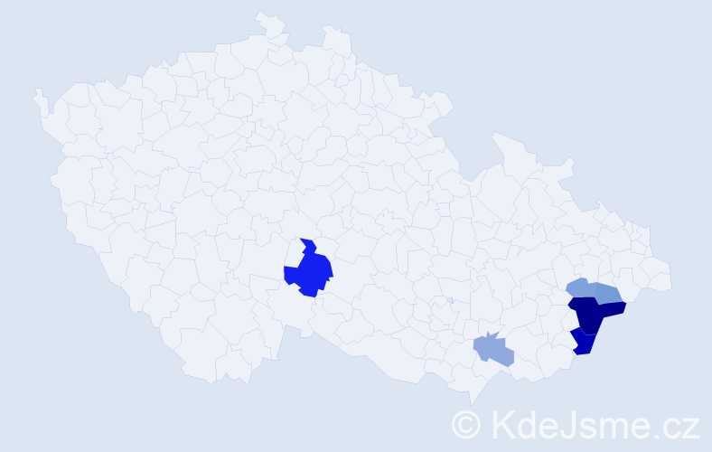 Příjmení: 'Kalvoster', počet výskytů 14 v celé ČR