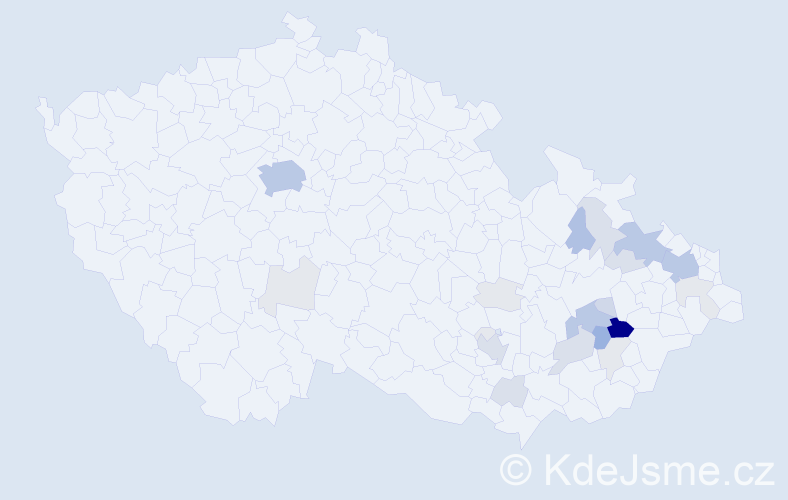 Příjmení: 'Krajcar', počet výskytů 98 v celé ČR